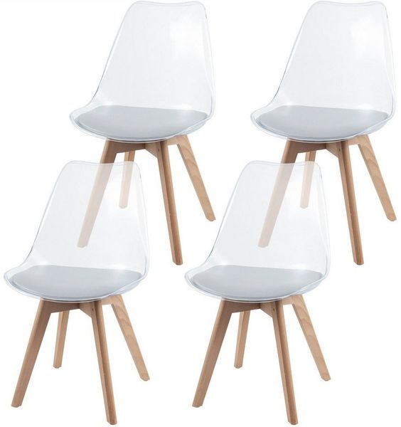 KOMFOTTEU Esszimmerstuhl (4er Set), Küchenstühle Akzentstuhl, bis zu 150kg belastbar