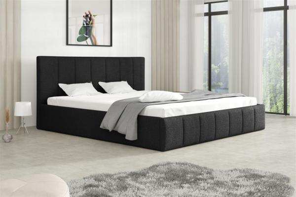 Polsterbett Doppelbett DETROIT Komplettset 120x200cm Stoff Freya Schwarz