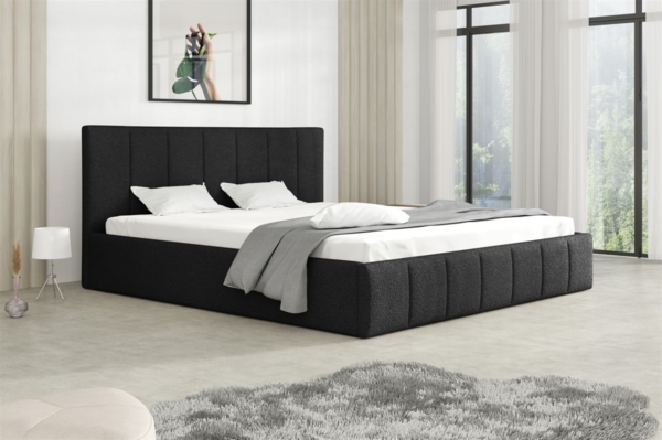 Polsterbett Doppelbett DETROIT Komplettset 120x200cm Stoff Freya Schwarz