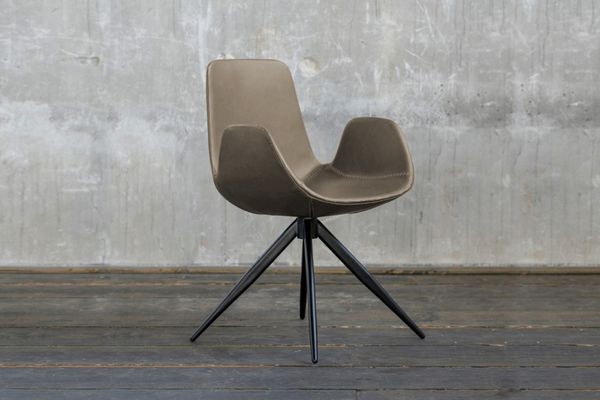 KAWOLA Stuhl QUEN Drehstuhl Esszimmerstuhl Besprechungsstuhl Kunstleder grau 82 x 55 x 55 cm