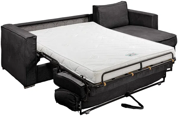 Vente-unique - LORETO Sofa SamtStoff Grau - B 223 cm152 cm x H 90 cm x L 298 cm Bild 3