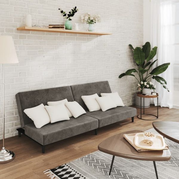 vidaXL Schlafsofa 2-Sitzer Dunkelgrau Samt 375733