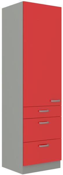 Küchen Hochschrank 60 Bianca Rot Hochglanz + Grau Küchenzeile Küchenblock Rose