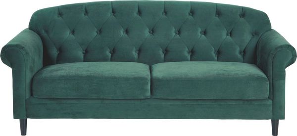 Atlantic Home Collection Sofa CARLA, mit Stauraumfunktion, Wellenunterfederung (NOSAG), Velourbezug in Samthaptik, Grün