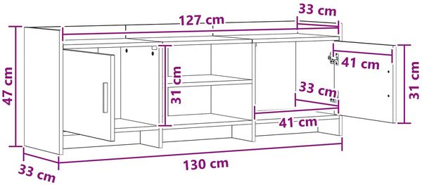 vidaXL TV-Schränk 130 x 33 x 47 cm Weiß Holzwerkstoff 8011171 Bild 8