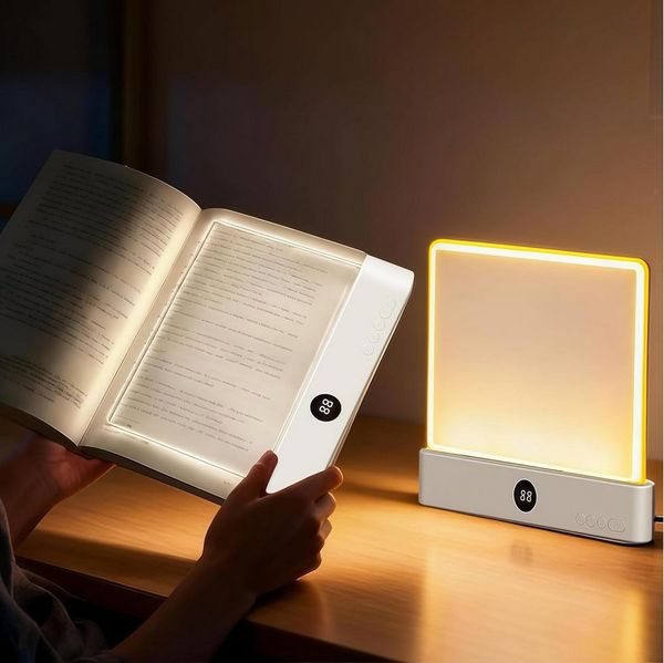 Lapalife LED Leselampe Akku Buchlampe, LED Panel Leselicht Dimmbar Mit 3 Farben & Timer, USB Wiederaufladbare Buchlicht für Nachtlesen & Geschenk