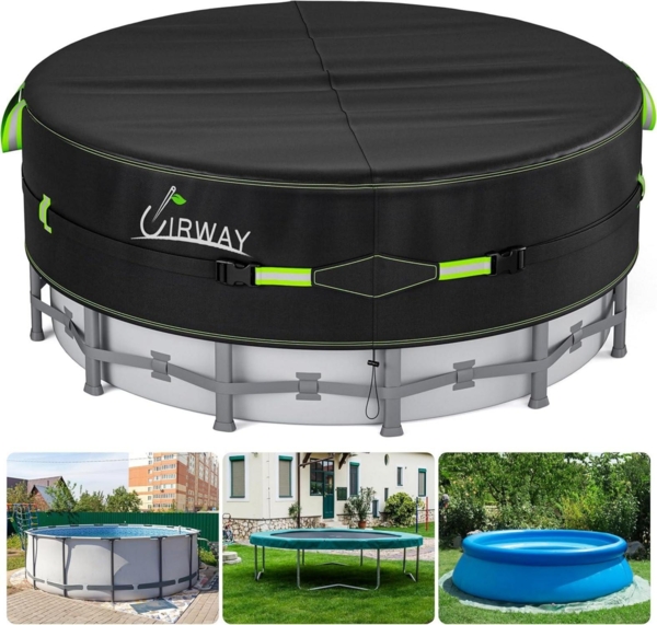 UIRWAY 244 cm Poolabdeckung 420D Winterabdeckung für Pools UV-Schutz Abdeckplane