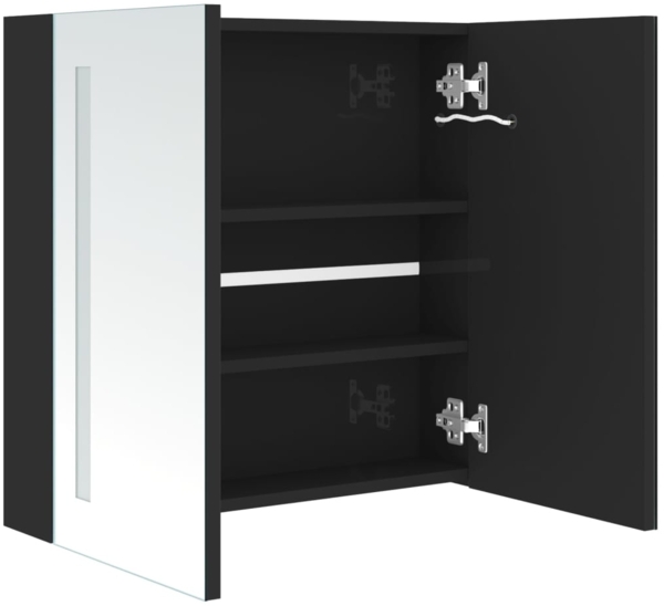 vidaXL LED-Bad-Spiegelschrank Glänzendes Schwarz 62 x 14 x 60 cm Bild 4