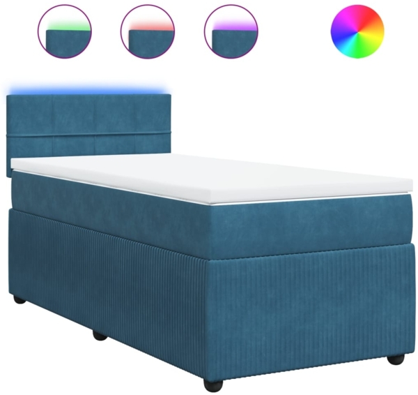 vidaXL Boxspringbett mit Matratze Blau 80x200 cm Samt 3289894