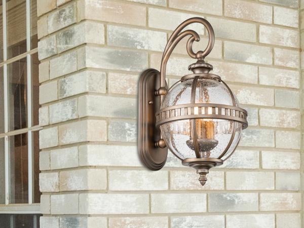 Große LED Außenwandleuchte im Jugendstil, Bronze Höhe 49cm