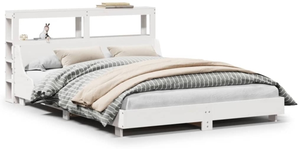 vidaXL Massivholzbett ohne Matratze Weiß 140x190 cm Kiefernholz 3306433