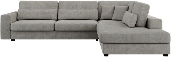 Freistehendes Ecksofa mit lose Kissen, L-form - SAVONA - rechts - Hellgrau Stoff Bild 5