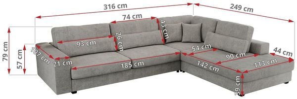 Freistehendes Ecksofa mit lose Kissen, L-form - SAVONA - rechts - Hellgrau Stoff Bild 7