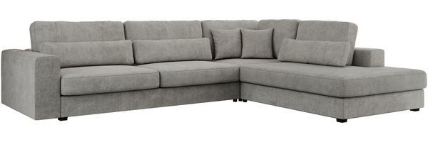 Freistehendes Ecksofa mit lose Kissen, L-form - SAVONA - rechts - Hellgrau Stoff Bild 4