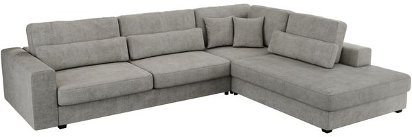 Freistehendes Ecksofa mit lose Kissen, L-form - SAVONA - rechts - Hellgrau Stoff Bild 6