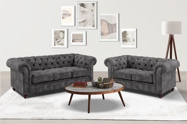 OTTO home Sitzgruppe Chesterfield, (2-tlg), hochwertige Knopfheftung, bestehend aus 2- und 3-Sitzer