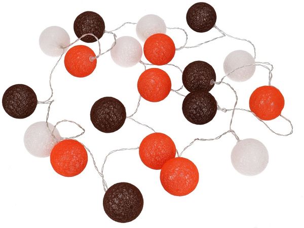 Guru-Shop LED-Lichterkette Stoff Ball Lichterkette, 20`er LED Kugel..