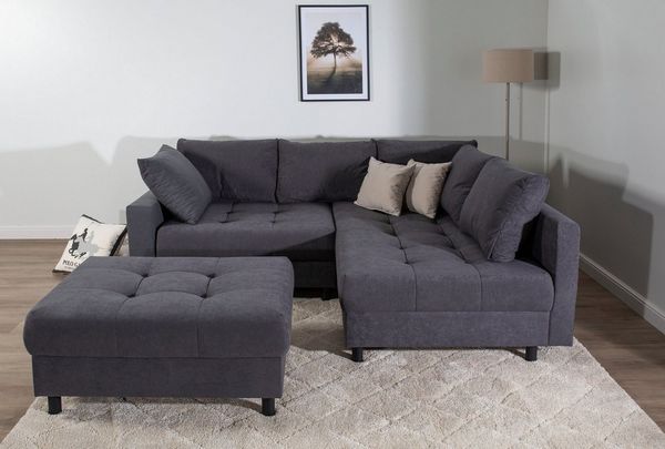 COLLECTION AB Ecksofa Toni L-Form, B: 215 cm, Set: Sofa & Hocker, 2 Zierkissen, Federkern