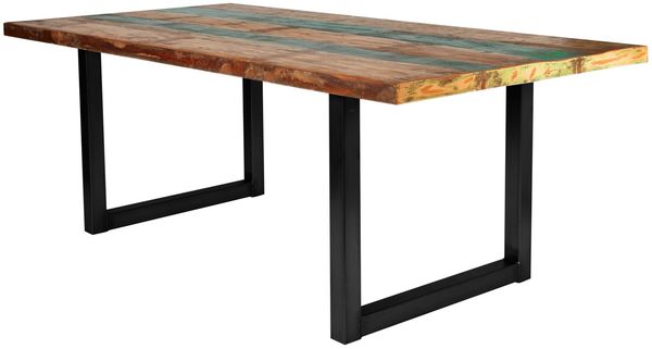 TABLES&Co Tisch 160x85 Altholz Bunt Metallgestell Schwarz