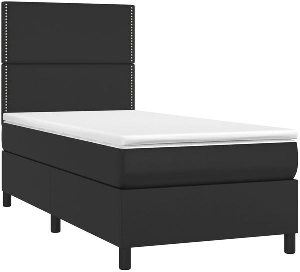vidaXL Polsterbett mit Matratze & LED Schwarz 90x200 cm Kunstleder [3135861] Bild 3