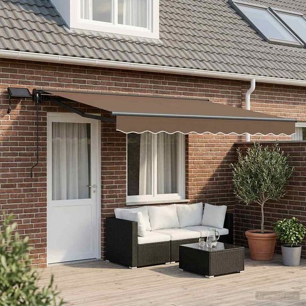 vidaXL Manueller Markisenrahmen mit LEDs Taupe 4,5x3,5 m 3426302