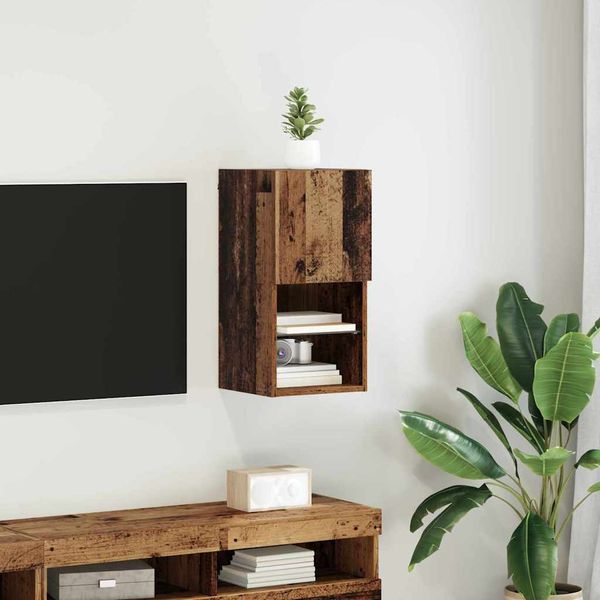 vidaXL Wandmontierter TV-Schrank mit LED Altholz 30,5 x 30 x 60 cm 882942