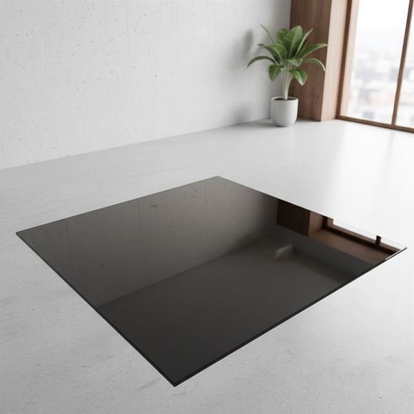Kaminglas Tischplatte Bodenplatte Funkenschutz ESG Sicherheitsglas Klarglas Schwarz Ofenglas Glasplatte Kaminplatte Glasscheibe Vorleg - 90x90 cm