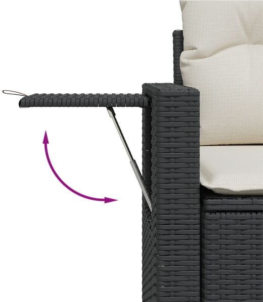 vidaXL 10-tlg. Garten-Sofagarnitur mit Kissen Schwarz Poly Rattan 3220705 Bild 5