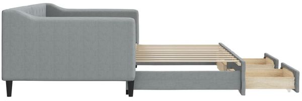 vidaXL Tagesbett Ausziehbar mit Schubladen Hellgrau 90x190 cm Stoff 3197472 Bild 7