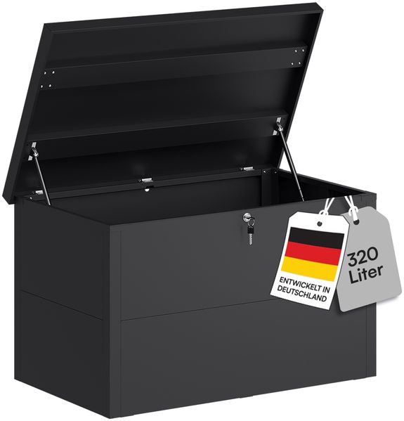 STEELSØN 'Icarus' Aufbewahrungsbox, Metall, dunkelgrau, 320 Liter, 105x65x63 cm, wasserdicht und abschließbar