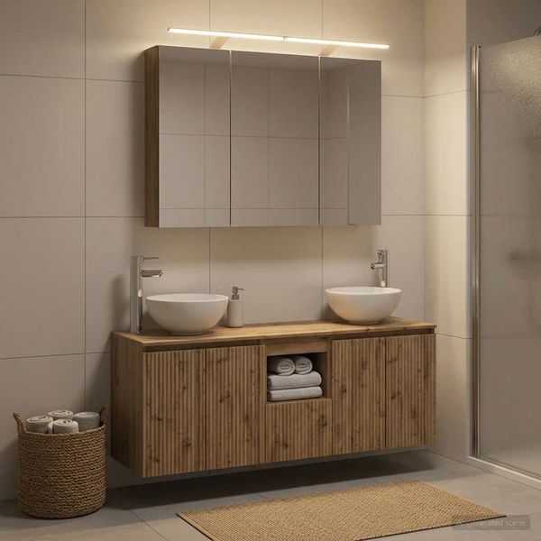 vidaXL Badezimmerschrank-Set 4 pcs Artisan-Eiche 100 x 14,5 x 70 cm 3406342