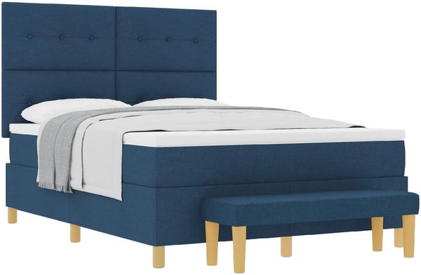 vidaXL Boxspringbett mit Kopfteil Blau 200 x 160 cm Stoff 3344316 Bild 2