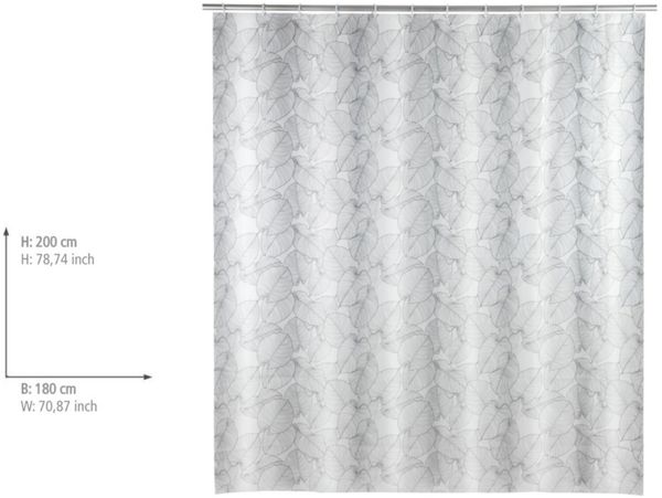 WENKO SAMOA Duschvorhang 180 x 200 cm, Weiß/Grau Bild 2