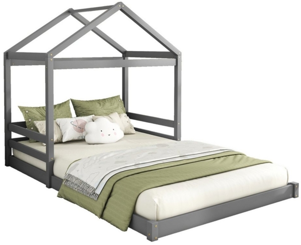 OKWISH Hausbett Jugendbett,Doppelbett,mit Lattenrost (Hausbett in Hausform, Kiefernholz & MDF, mit Lattenrost, 140 x 200 cm), ohne Matratze