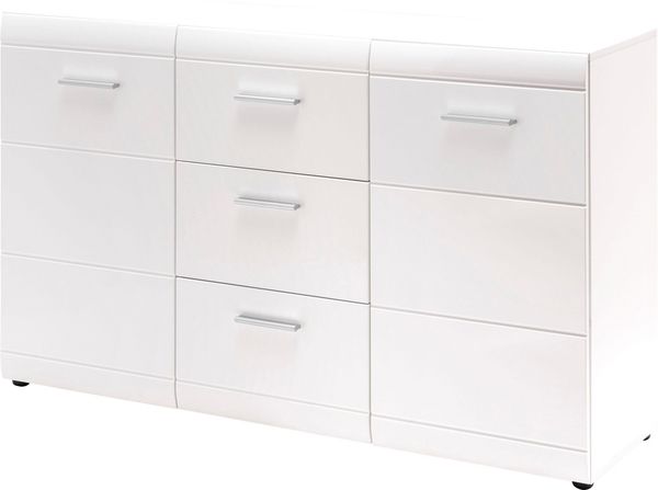 Sideboard 'GW-ADANA', mit 2 Türen und 2 Schubläden, Weiß Hochglanz, ca. 144 x 86 x 39 cm Bild 4