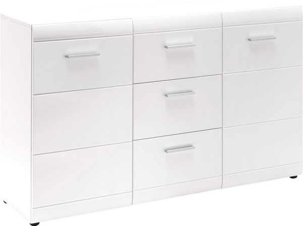 Sideboard 'GW-ADANA', mit 2 Türen und 2 Schubläden, Weiß Hochglanz, ca. 144 x 86 x 39 cm Bild 3