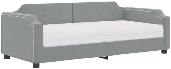 vidaXL Tagesbett mit Matratze Hellgrau 90x200 cm Stoff 3197616 Bild 2