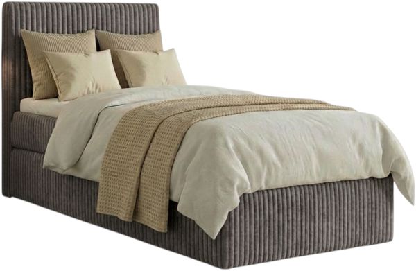 Boxspringbett RALFI 80 x 200 cm (Rechte Seit) mit Bettkästen, Bonell-Matratze H4 und T25-Topper. Farbe: Grau Bild 2