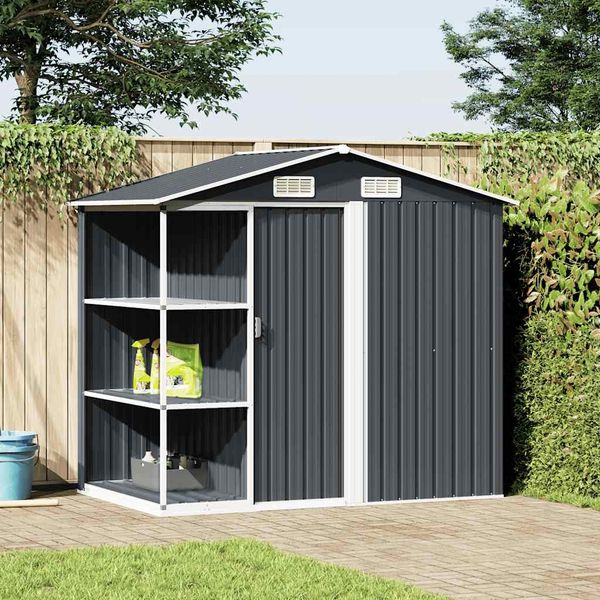 vidaXL Gartenhaus mit Regal Anthrazit 205x130x183 cm Eisen 47106