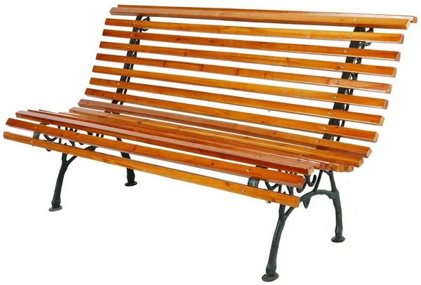 XXL Gartenbank Parkbank Massivholz Metall pulverbeschichtet Natur