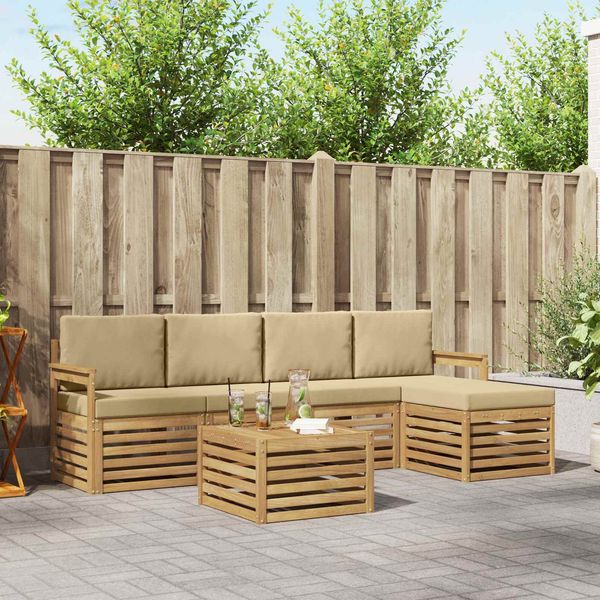 vidaXL Outdoor-Sofagarnitur 6 pcs Weiß und Beige 59 x 59 x 37 cm 3391703