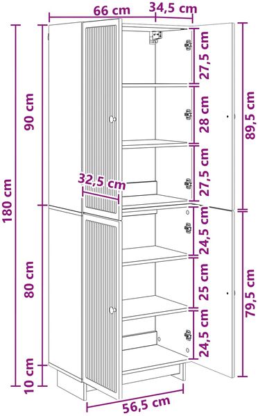vidaXL Schrankset 2 pcs Hochglanz Weiß 66 x 34,5 x 90 cm Holzwerkstoff 3416362 Bild 9