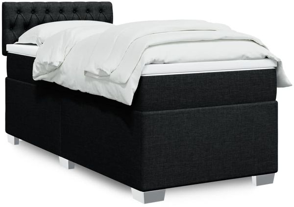 vidaXL Boxspringbett mit Matratze Schwarz 80x200 cm Stoff 3285724