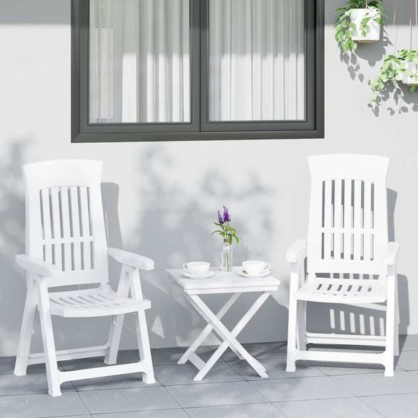 vidaXL Gartenstühle 2 Stk. Verstellbar Weiß PP 364710