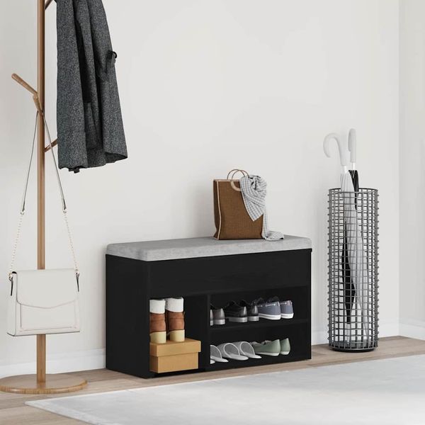 vidaXL Schuhbank Schwarz Eichen-Optik 80 x 30 x 45 cm Holzwerkstoff 862703