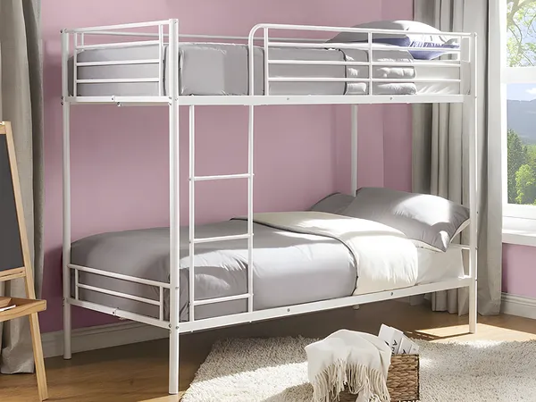 Vente-unique - DUOTIS Bett Metall Weiß - B 96 cm x H 160 cm x L 197,5 cm