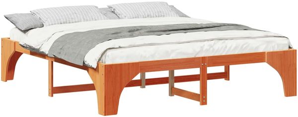vidaXL Bettrahmen Braun 200 x 200 cm Massives Kiefernholz 872976 Bild 2