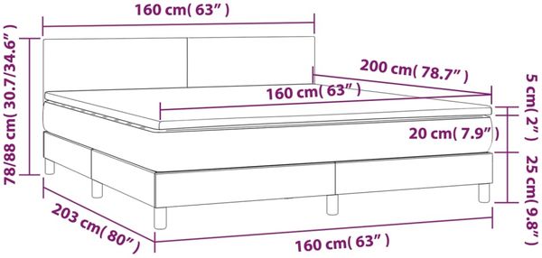 vidaXL Boxspringbett mit Matratze Creme 160x200 cm Kunstleder 3141013 Bild 7