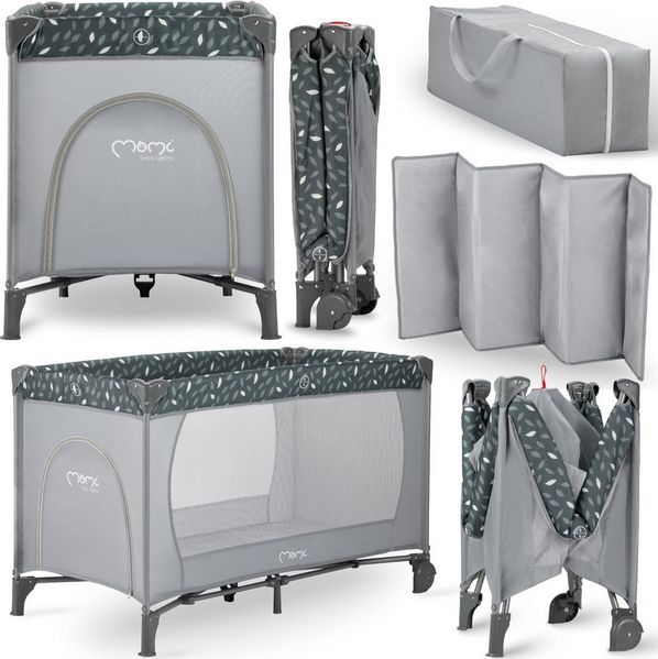 MoMi Baby-Reisebett Belove, 3-in-1 Reisebett mit Matratze & Rollen, faltbar