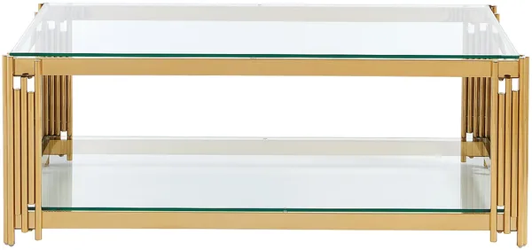 Vente-unique - NOMELANO Couchtisch Glas Gold - B 63,5 cm x H 45,5 cm x L 123,5 cm